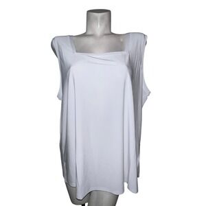 New Attitudes by Renee White Square Neck Sleeveless Tank Top Womens Plus Size 2X